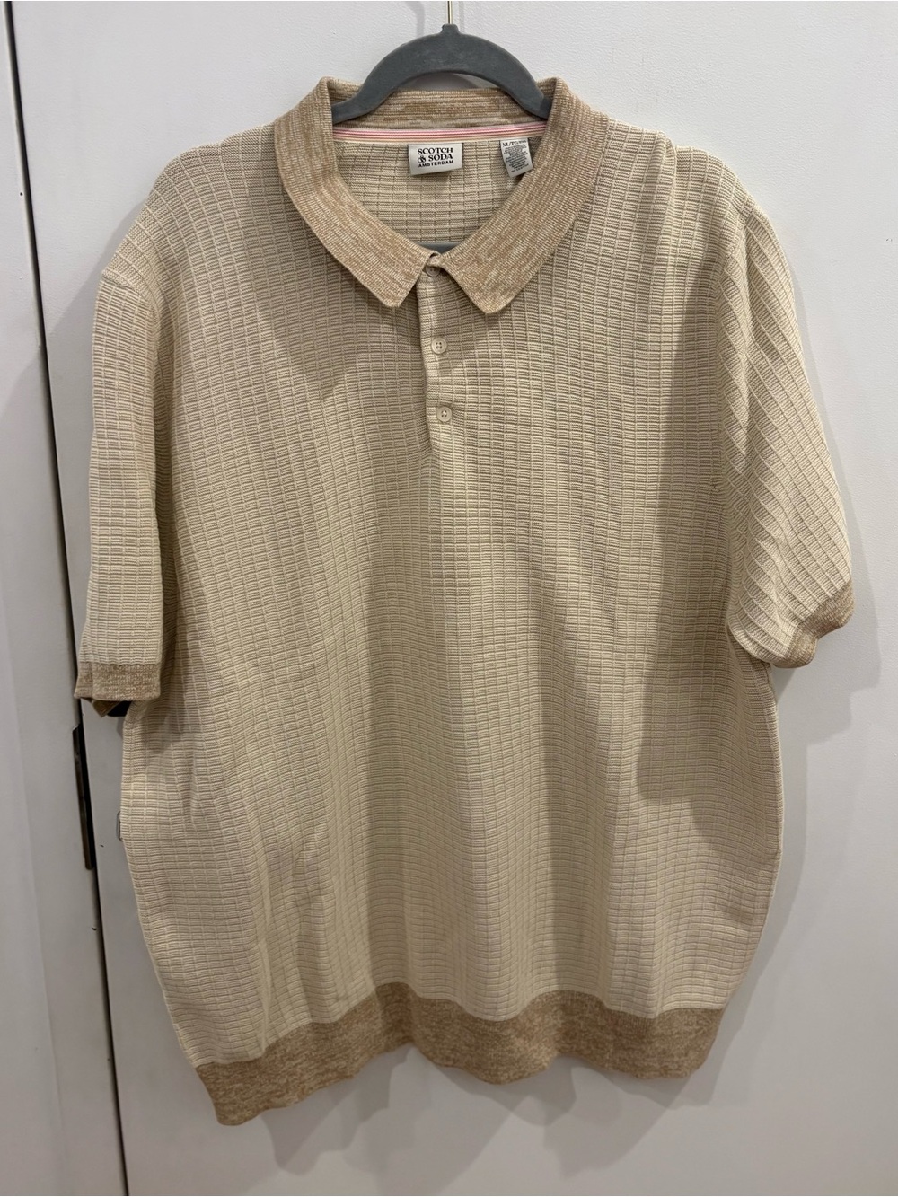 Scotch Soda Beige Short-Sleeve Polo Shirt Size XL